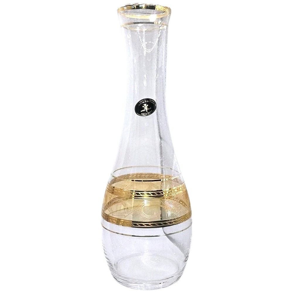 Vintage Italian CRISTALLERIA FRATELLI FUMO Crystal 24k Gold Clear Decanter Caraf